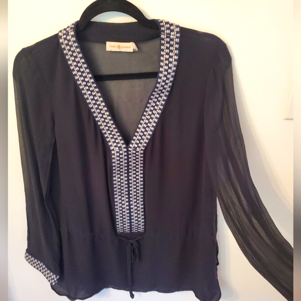 Tory Burch Sheer Silk Tunic XS